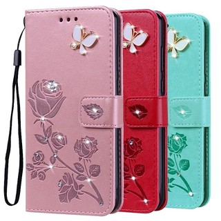 Kim Cương Dập Nổi In Hoa Hồng Ốp Lưng Điện Thoại Infinix Hot 50 4G 5G Pro Plus X6882 X6720 X6881 X6880 Sách Da Full Silicone Cover