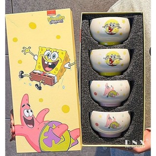 SpongeBob SquarePants Bát Cơm Gốm Trẻ Em Giá Trị Cao Hộ Gia Đình Dễ Thương Bộ Đồ Ăn Quà Tặng Quà Tặng Bộ Bốn Bát