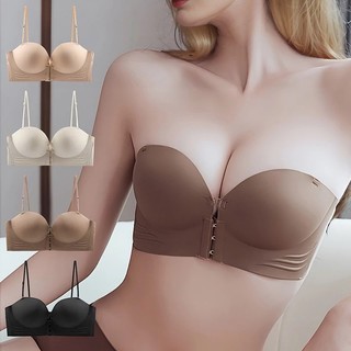 Hàng Đôi Khóa Trước Quần Lót Nhỏ Ngực Đẩy Lên Dày Bọt Biển Nữ Áo Ngực Liền Mạch Mềm Không Dây Đồ Lót