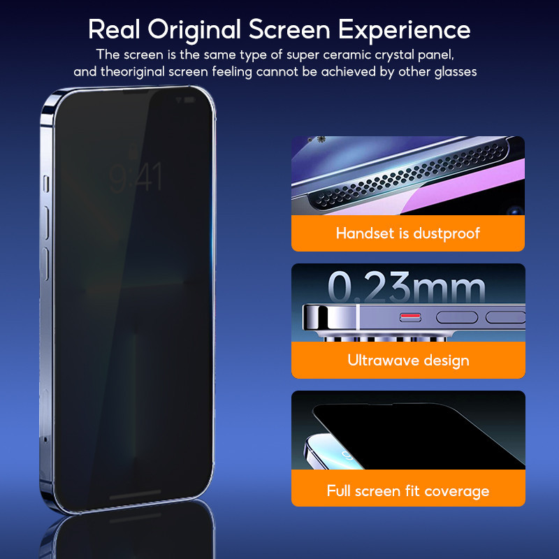 Mô tả Tbtic Cho iPhone Bảo Vệ Màn Hình Kính Cường Lực 16 15 14 13 12 11 Pro Max Plus XR X Xs Privacy 360 Tự Động Căn Chỉnh Dễ Dàng Lắp Đặt Bảo Vệ Toàn Diện - 5