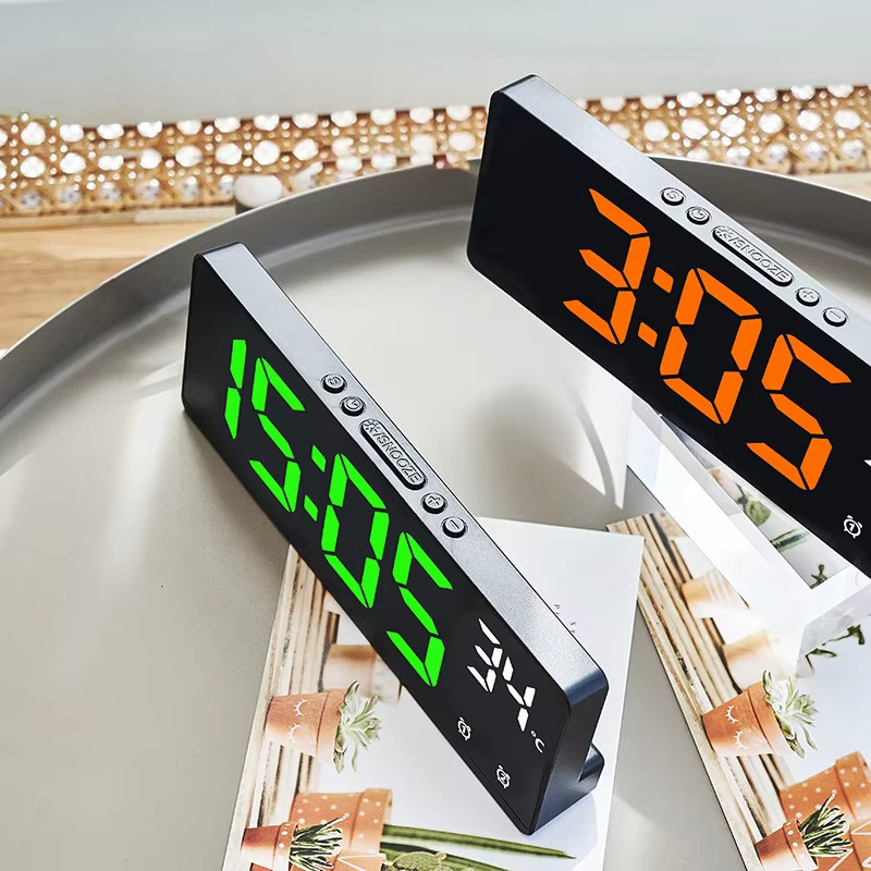 2025 Mới Đa Năng LED Kỹ Thuật Số Đồng Hồ Điện Tử Đèn Nền Số Lớn Đồng Hồ Báo Thức Nhiệt Độ Lịch Đầu Giường Bàn Đèn Ngủ Nhà Cửa