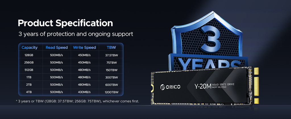 Mô tả Orico M.2 SATA SSD 128GB 256GB 512GB M.2 2280 SATA III SSD 6Gbps Tốc độ đọc lên tới 500MB / s ORICO-Y20M - 7