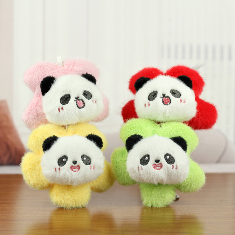 Đồ chơi sang trọng hình gấu trúc mềm mại và sang trọng với các tính năng hoa đáng yêu Hoàn hảo cho móc khóa