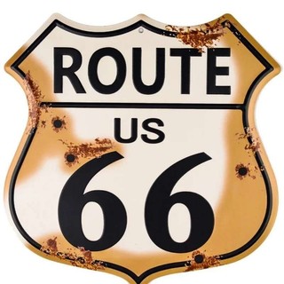 Vintage Route 66 America Tín Hiệu Kim Loại Lá Chắn Mảng Bám Cho Nhà Để Xe Người Hang Thanh Nhà Tường Nghệ Thuật Trang Trí