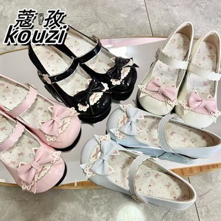 Meow Móng Vuốt Đảng Mèo Con Nướng Nguyên Bản Gothic Nhỏ Thấp Gót Mèo Vuốt Nơ Dễ Thương Ngọt Ngào Nữ Giày