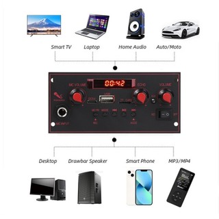 Bộ khuếch đại Bluetooth Bộ giải mã 20W DC 5V 6.5mm Micro Đài FM TF USB Âm thanh xe hơi Máy nghe nhạc Loa Điều khiển âm lượng DIY