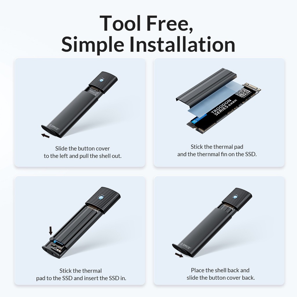 Mô tả Vỏ SSD ORICO M2 NVME USB3.0 Type-C PCIe SSD Tương thích với SSD NGFF NVME cho Mac (PWM2) - 6