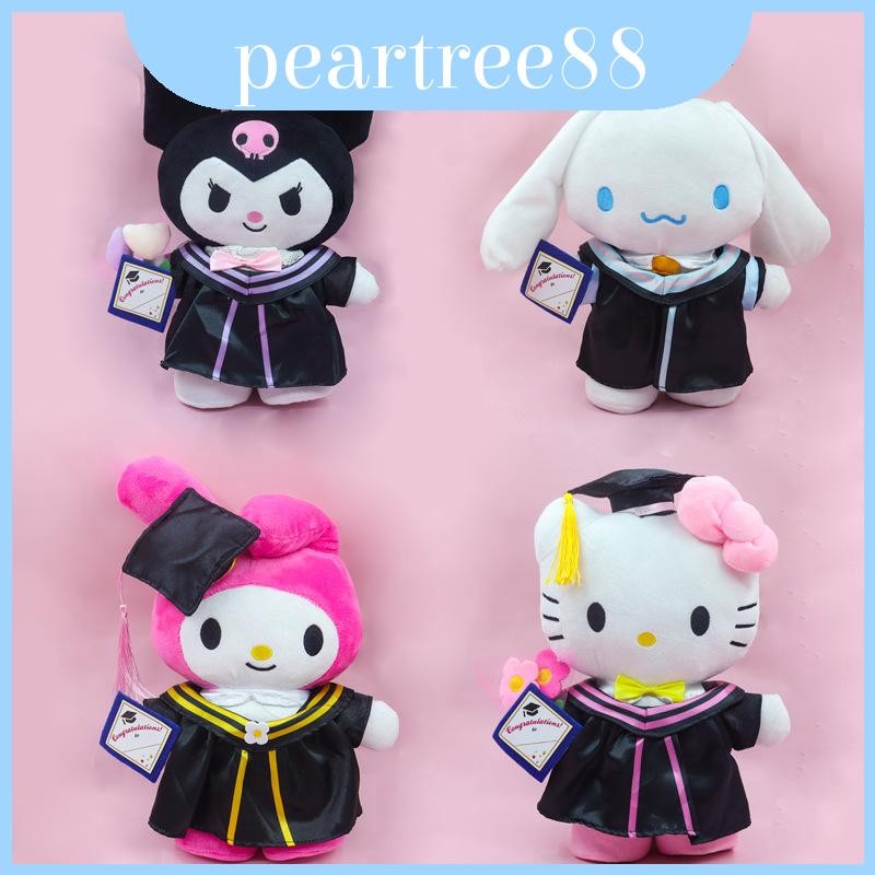 Đồ chơi sang trọng tốt nghiệp thú vị có mũ Hello Kitty siêu mềm ngắn sang trọng 25cm Chủ đề Sanrio Đáng yêu