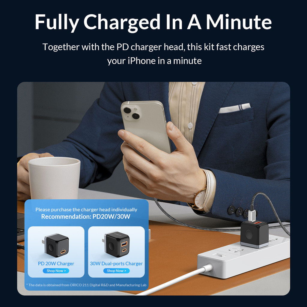 Mô tả Cáp sạc Lightning ORICO USB A sang Lightning PD60W Sạc cho iPhone 14 pro iPhone 7 8 iPhone X (GQZ12) - 4