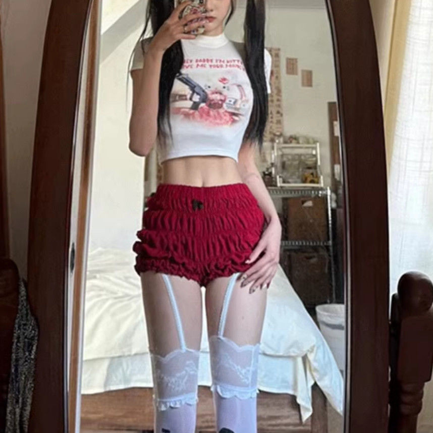 Lan ~ American Hot Girl Low-Waist Thể Thao Xếp Ly Quần Short Nữ Mùa Hè Phong Cách Mới Cao Cấp Skinny Ôm Hơn Nhìn Chữ a Mặc Ngoài Quần Nóng