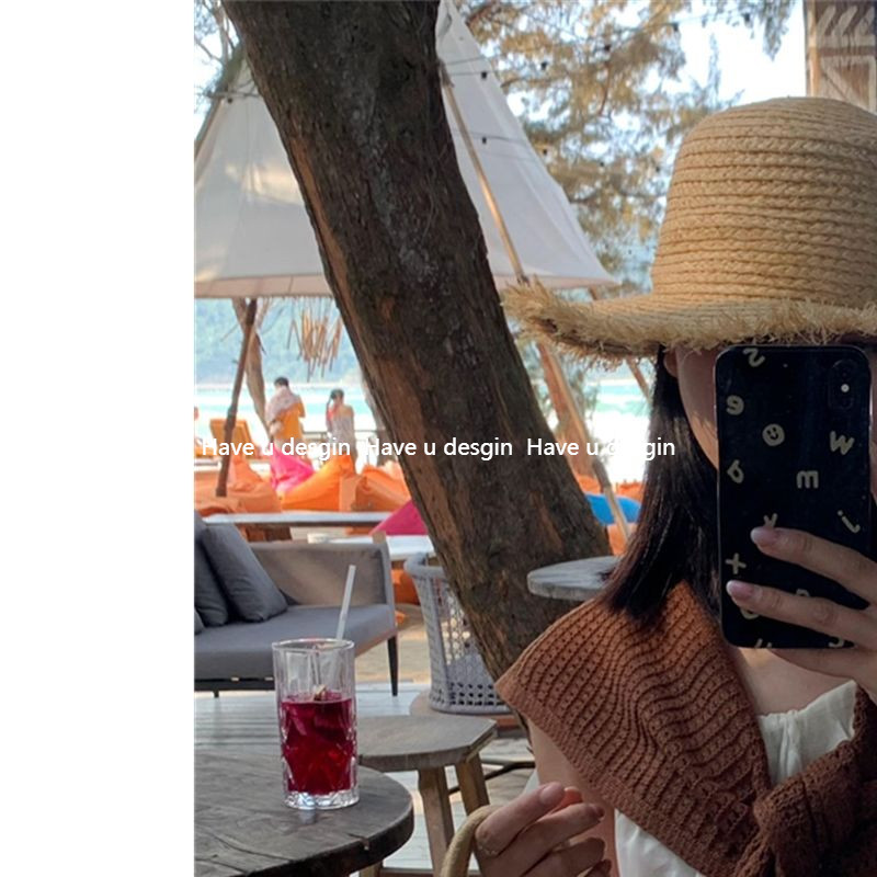 Have u desgin [Thiết kế đơn giản] ins Blogger Cùng phong cách Khăn choàng dệt kim phong cách đơn giản Nữ Xuân Hè Phù hợp với cổ áo giả Trang trí áo ghi lê Khăn quàng cổ đa chức năng