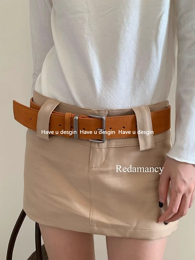 Có bạn desgin
 Mùa Thu Đông Thời Trang Nữ Thắt Lưng Nâu Phong Cách Mờ Giả Da Hươu Nhung Thắt Lưng Quần Váy Thắt Lưng Prem