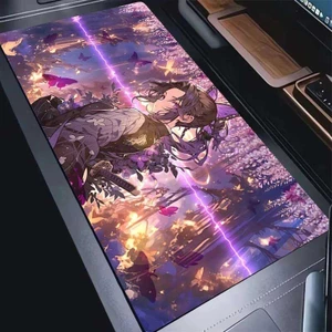 Miếng Lót Chuột PC Hoa Tím D-demon Slayer Thảm Để Bàn XXL Mới Kochou Shinobu Mousepad Laptop Anime Cô Gái Game Thủ Tủ Bàn Phím Thảm