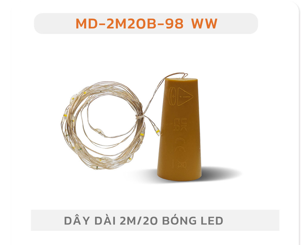 Mô tả Đèn LED Đom Đóm Hình Nút Chai MODI SOLAR 2M 20 Bóng Trang Trí Noel, Trang Trí Nhà Cửa - 4