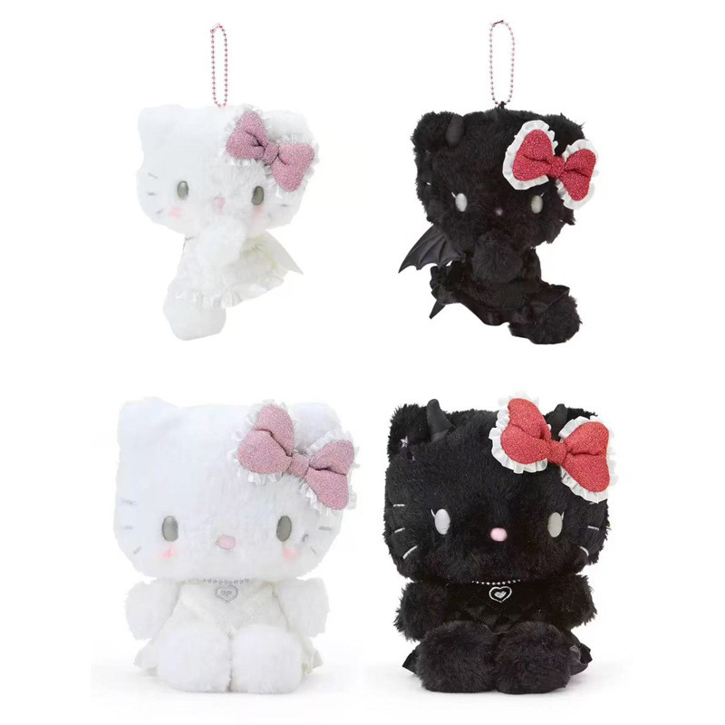 Móc khóa đồ chơi sang trọng Sanrio Kt Lovable có nhân vật quỷ và thiên thần Quà tặng hoàn hảo cho