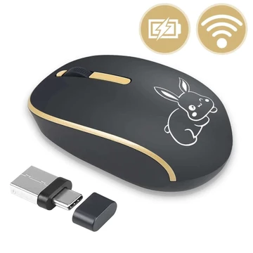 Chuột không dây Nhấp chuột im lặng Chuột máy tính tiện dụng Chuột pin chơi game USB có đầu thu USB Bộ chuyển đổi Type-C 1200DPI Chuột không dây không dây