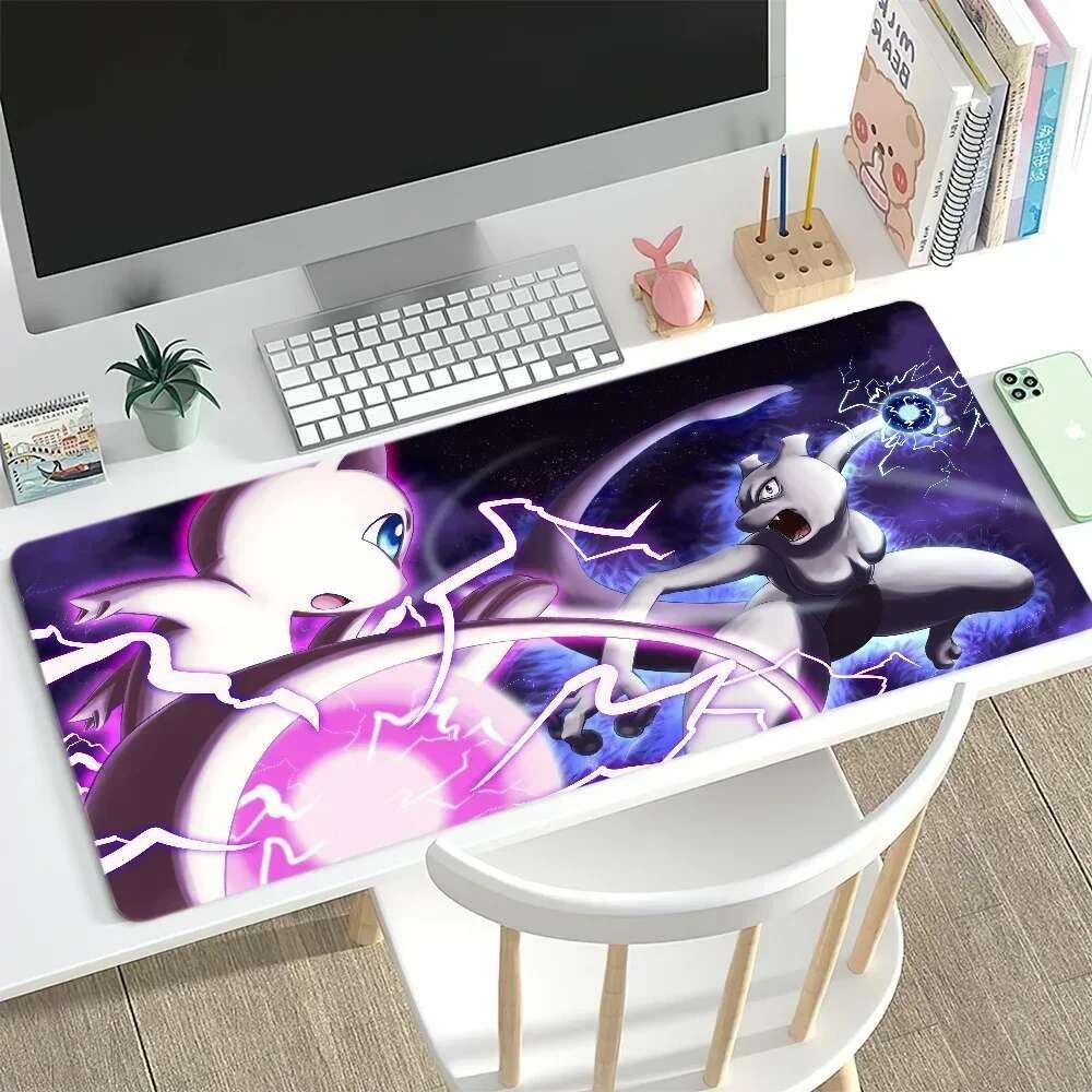 Pokemon Mewtwo Cool Cho PC Lớn MousePads Bàn Chơi Game Miếng Lót Chuột Khâu Cạnh Đế Mở Rộng