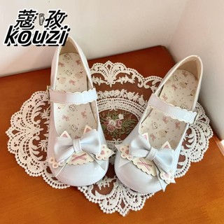 Meow Móng Vuốt Đảng Mèo Con Nướng Nguyên Bản Gothic Nhỏ Thấp Gót Mèo Vuốt Nơ Dễ Thương Ngọt Ngào Nữ Giày
