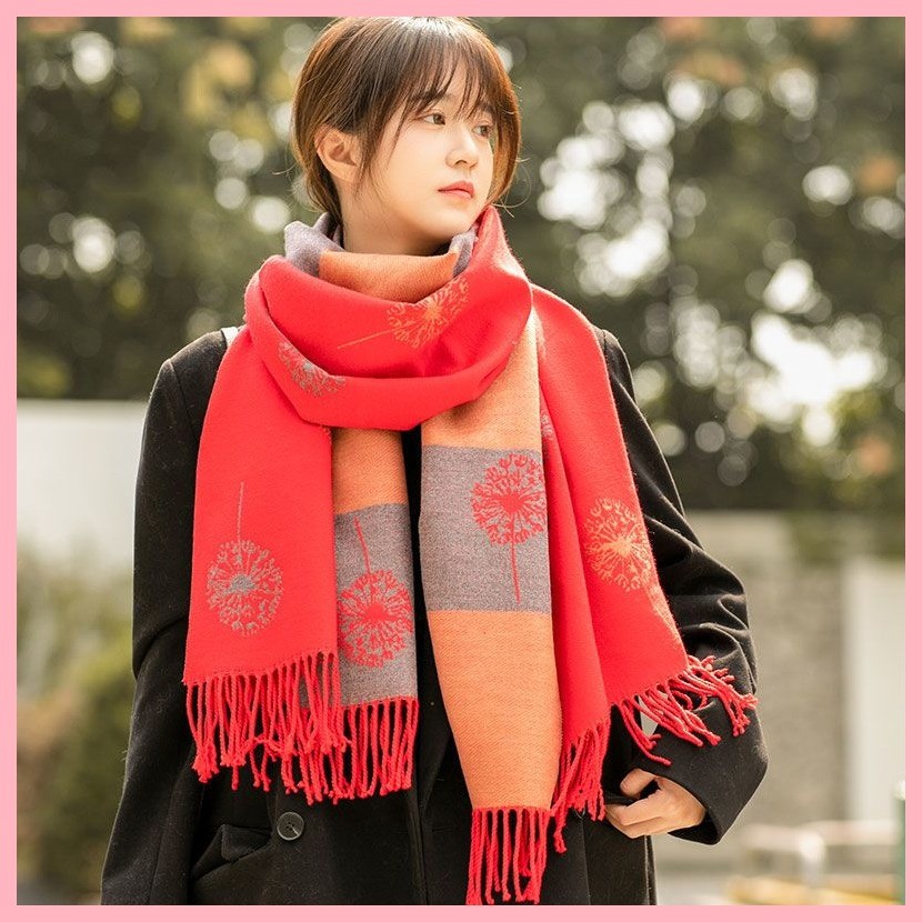 Khăn Găng Tay Quà Tặng Khăn Cashmere Nữ Mùa Đông Phù Hợp Với Mùa Xuân Thu Dài Phong Cách Mẹ Khăn Choàng Bên Ngoài Hai Mặt Dệt Kim Yếm Dày