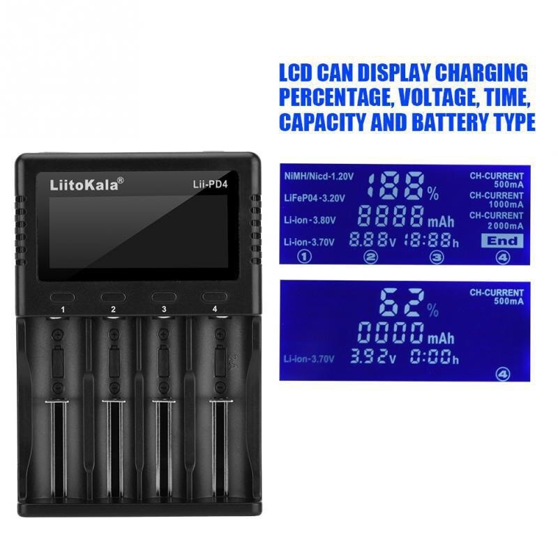 Còn hàng LiitoKala Lii-PD4 LCD Smart 18650 Pin Sạc Li-ion 18650 26700 ...