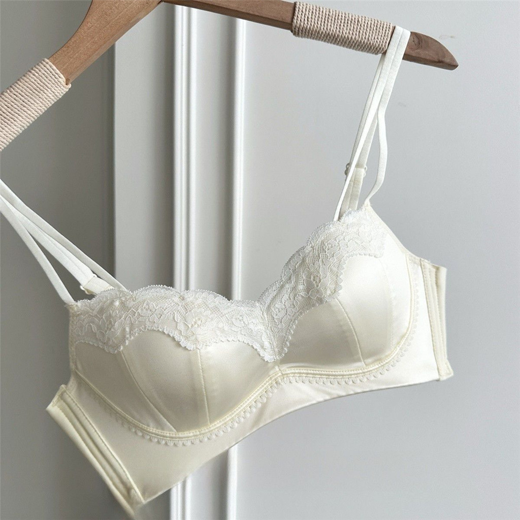 Đồ lót Satin ngọc trai kiểu Pháp dành cho nữ tập hợp ngực nhỏ để lộ ngực to