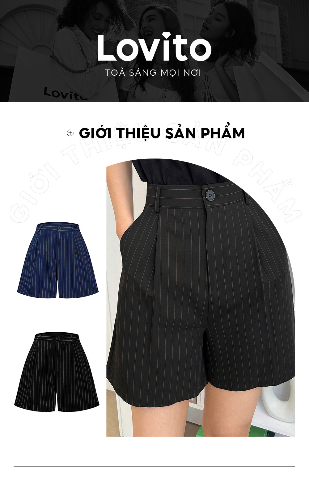 Mô tả Lovito Quần short túi sọc thanh lịch dành cho nữ L105MD634 - 2