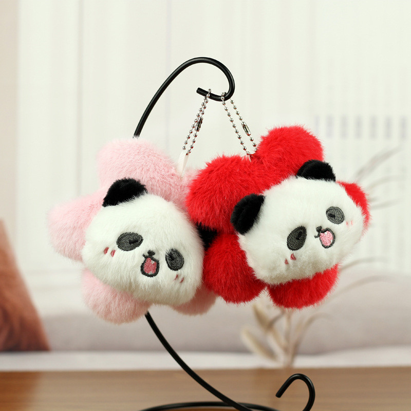 Đồ chơi sang trọng hình gấu trúc mềm mại và sang trọng với các tính năng hoa đáng yêu Hoàn hảo cho móc khóa