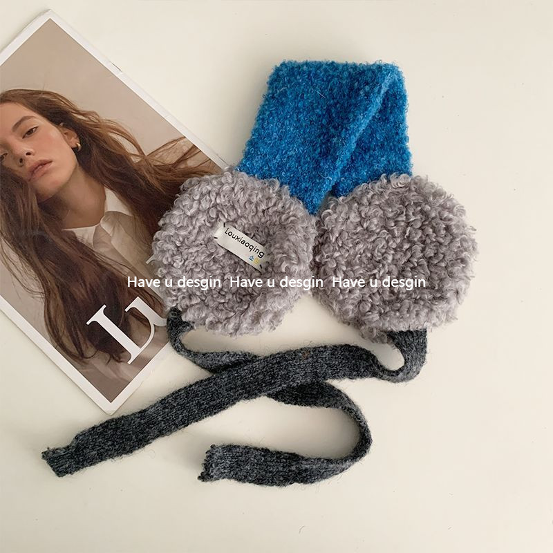 Have u desgin Influencer Cùng Phong Cách Màu Xanh Xám Sang Trọng Buộc Tai Giữ Ấm Mùa Đông Đi Xe Đạp Đầu Bịt Tai Bịt Tai Northe