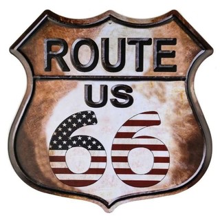 Vintage Route 66 America Tín Hiệu Kim Loại Lá Chắn Mảng Bám Cho Nhà Để Xe Người Hang Thanh Nhà Tường Nghệ Thuật Trang Trí