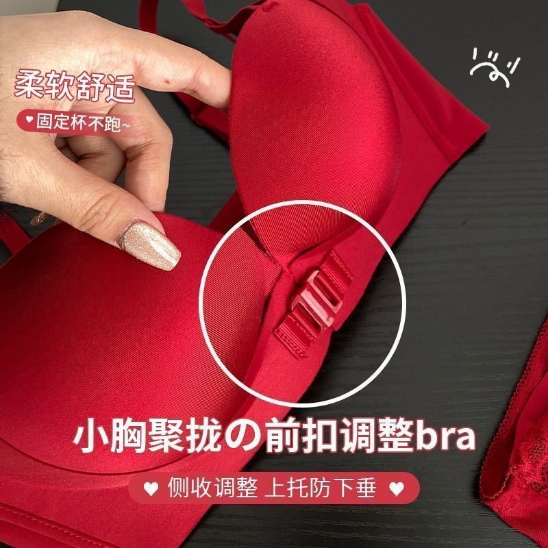 Quần Lót Nữ Gợi Cảm Khóa Trước Đẩy Dày Nhìn Lớn Nhỏ Áo Ngực Không Vòng Thép Top Bộ Áo Ngực