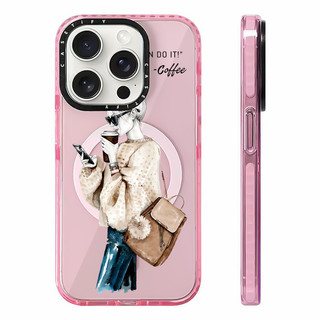 CASETIFY Kính Mát Cà Phê Cô Gái Vỏ Sạc Từ Tính Không Dây Tương Thích Cho IPhone11 12 13 14 15 16 Pro Max Cover 15 16 PLUS Silicon Mềm Trong Suốt Ốp Lưng Chống Sốc