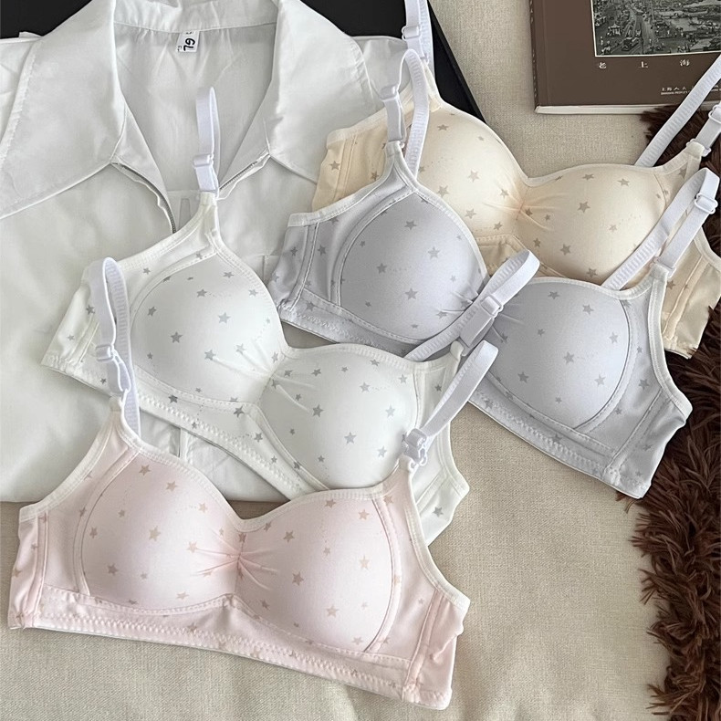 Đáng Yêu Cô Gái Thanh Niên Liền Mạch Áo Ngực Mềm Mại Thoải Mái Cotton Không Dây Quần Lót Nữ Bralette