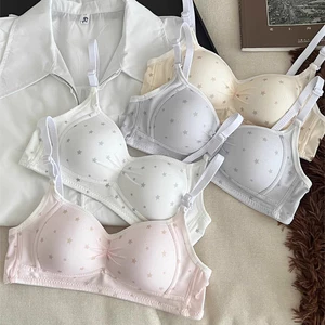 Đáng Yêu Cô Gái Thanh Niên Liền Mạch Áo Ngực Mềm Mại Thoải Mái Cotton Không Dây Quần Lót Nữ Bralette