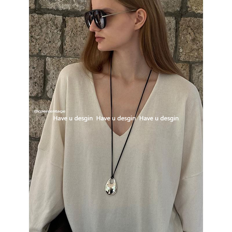 Have u desgin Thiết kế ban đầu Dây chuyền dài gương thời trang tối giản Chuỗi xương đòn phù hợp độc đáo Hợp thời trang