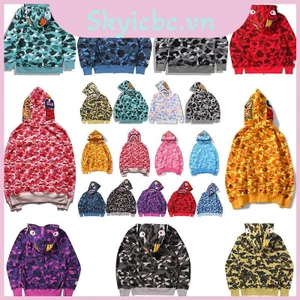 Áo Hoodie Bape Sống Động Cá Mập In Ấm Áp Dạo Phố Nam Nữ