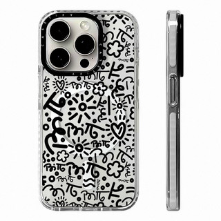 CASETIFY Tối Giản Đường Màu Đen Hoa Vỏ Sạc Từ Tính Không Dây Tương Thích Cho IPhone11 12 13 14 15 16 Pro Max Cover 15 16 PLUS Silicon Mềm Trong Suốt Ốp Lưng Chống Sốc