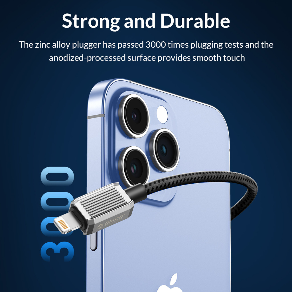 Mô tả Cáp sạc Lightning ORICO USB A sang Lightning PD60W Sạc cho iPhone 14 pro iPhone 7 8 iPhone X (GQZ12) - 7