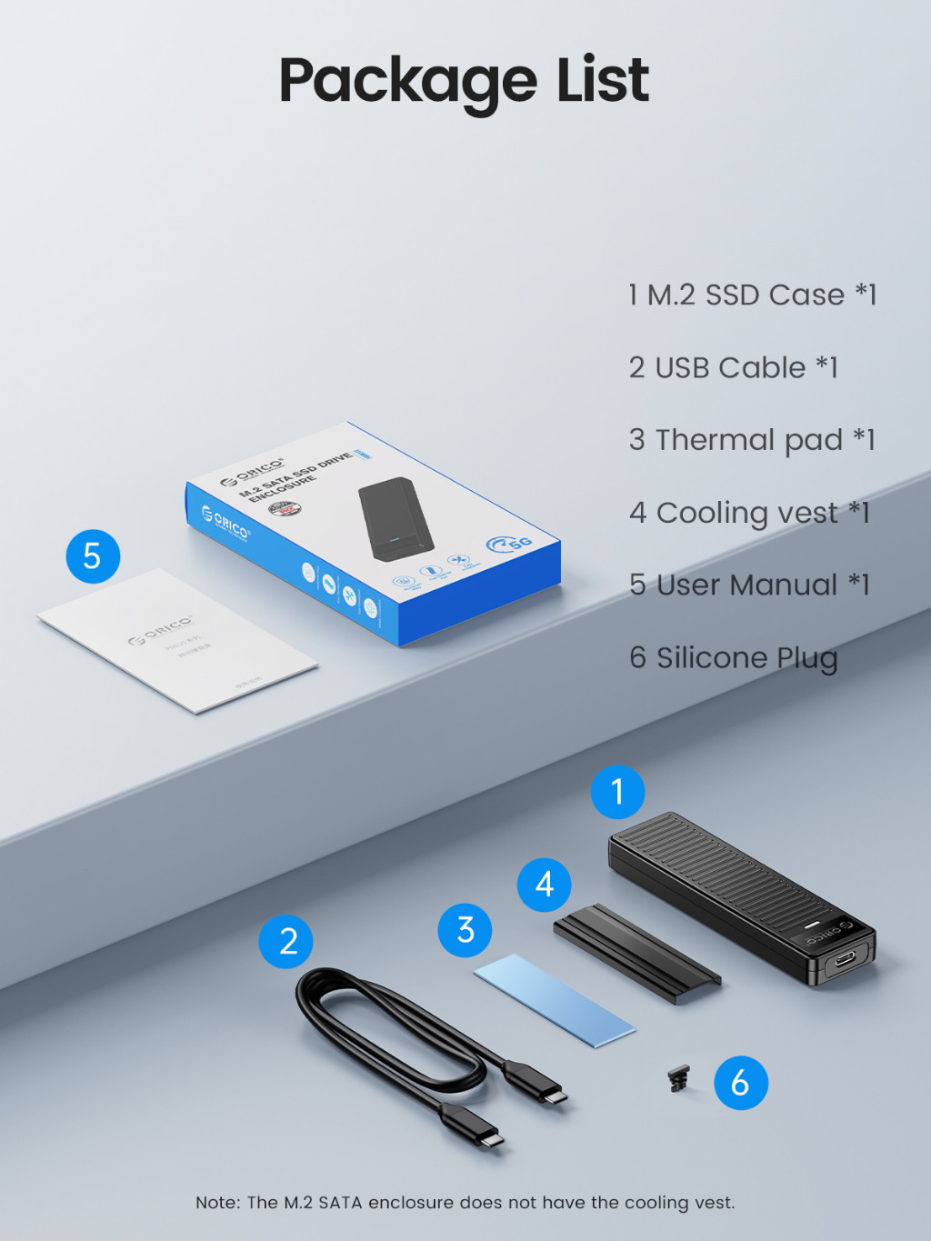 Mô tả Hộp đựng SSD ORICO M.2 NVMe 10Gbps USB 3.2 Gen2 M2 Thiết kế đơn giản cho NVMe SATA Hỗ trợ không cần dụng cụ UASP (PDDM2C3) - 12