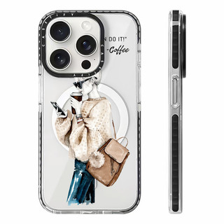 CASETIFY Kính Mát Cà Phê Cô Gái Vỏ Sạc Từ Tính Không Dây Tương Thích Cho IPhone11 12 13 14 15 16 Pro Max Cover 15 16 PLUS Silicon Mềm Trong Suốt Ốp Lưng Chống Sốc
