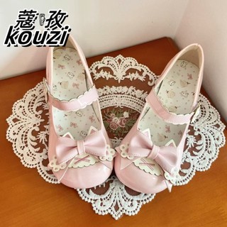 Meow Móng Vuốt Đảng Mèo Con Nướng Nguyên Bản Gothic Nhỏ Thấp Gót Mèo Vuốt Nơ Dễ Thương Ngọt Ngào Nữ Giày
