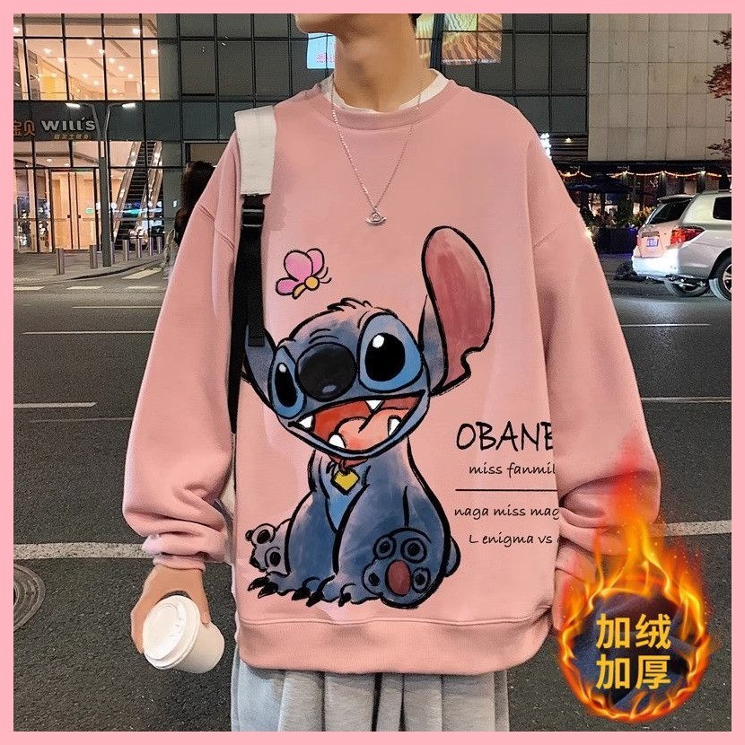 Áo khoác Quần áo Áo Áo Stitch Abomination Lilo Pelekai Reuben Woops Stitch Abomination In Hình Áo Dài Tay Nam Dạo Phố ins Thiết Kế Mỹ Top Niche Cổ Tròn Lông Cừu Lót Áo Hợp Thời Trang