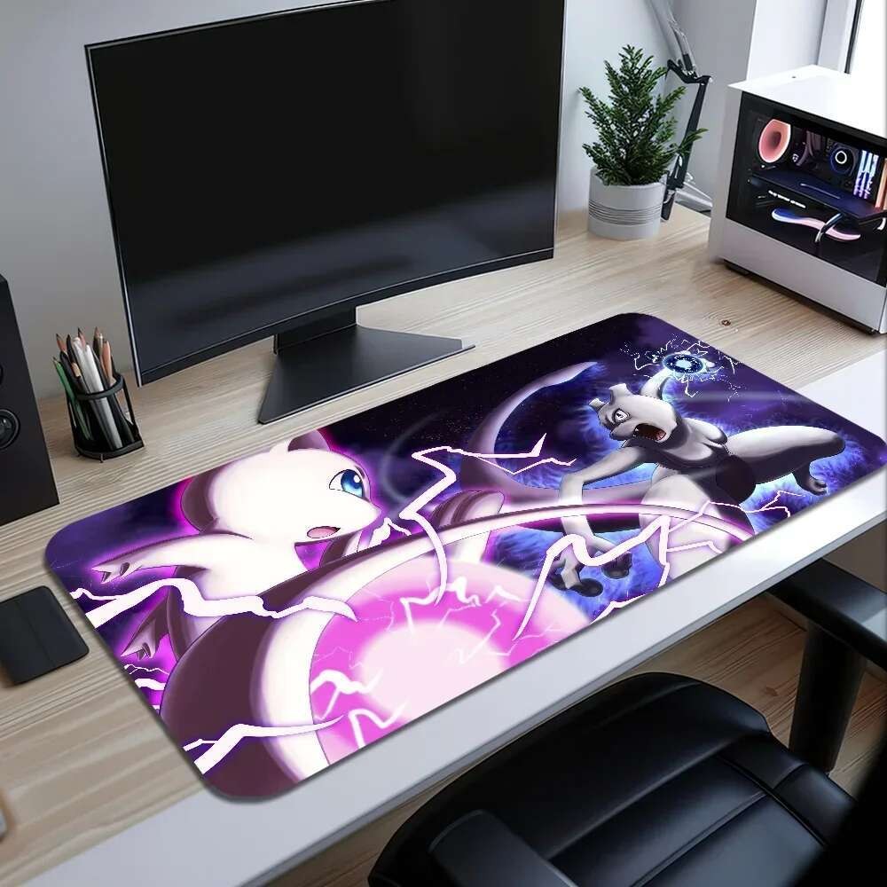 Pokemon Mewtwo Cool Cho PC Lớn MousePads Bàn Chơi Game Miếng Lót Chuột Khâu Cạnh Đế Mở Rộng