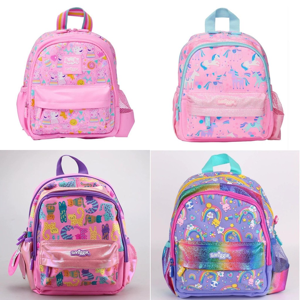 Ba lô Smiggle cho trẻ em đi học với chủ đề động vật và thiết kế vải Canvas nhẹ