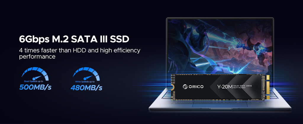 Mô tả Orico M.2 SATA SSD 128GB 256GB 512GB M.2 2280 SATA III SSD 6Gbps Tốc độ đọc lên tới 500MB / s ORICO-Y20M - 4