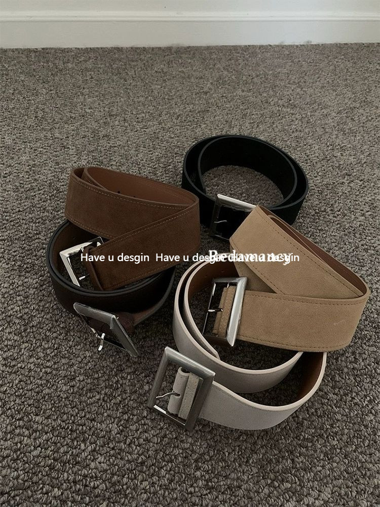 Có bạn desgin
 Mùa Thu Đông 2024 Phong Cách Mới Phong Cách Hàn Quốc Giả Da Lộn ins Phong Cách Dây Cao Cấp Đơn Giản Màu Sắc Series Tất Cả Trận Đấu Dây Rộng Dây Lưng