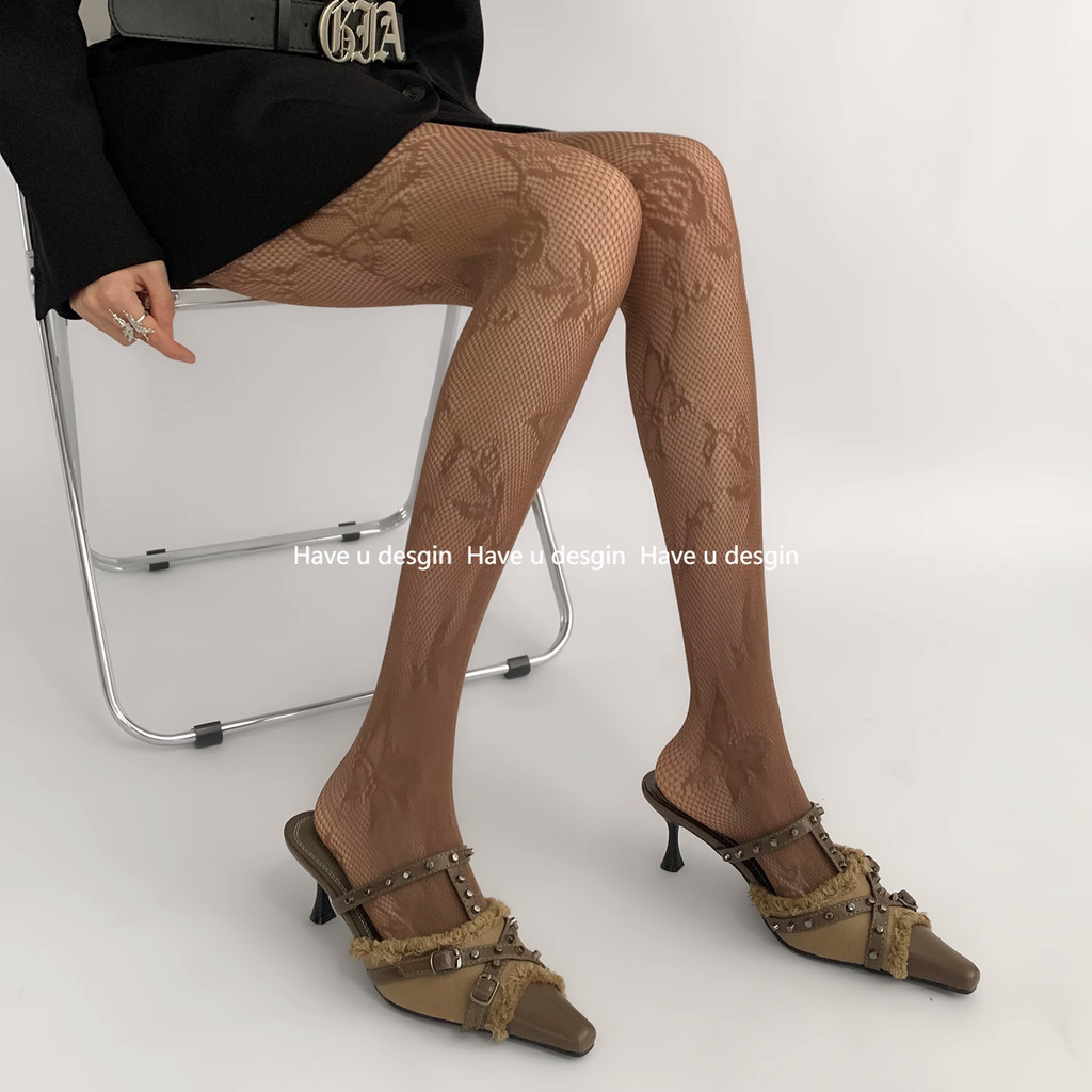 Have u desgin jk Mùa Hè Ren Bướm Jacquard Trắng Mỏng Phong Cách Jumpsuit Fishnet Vớ ins Hot Girl Gợi Cảm Mỏng Hơn Nhìn Vớ