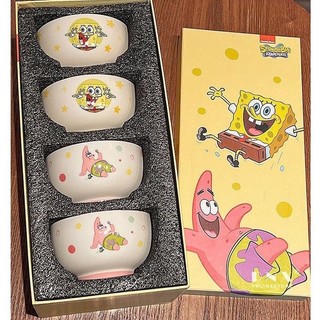 SpongeBob SquarePants Bát Cơm Gốm Trẻ Em Giá Trị Cao Hộ Gia Đình Dễ Thương Bộ Đồ Ăn Quà Tặng Quà Tặng Bộ Bốn Bát
