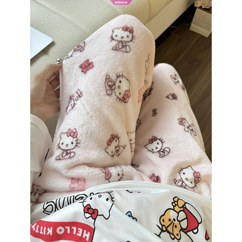 Sanrio Hello Kitty Bộ Đồ Ngủ Giáng Sinh Flannel Thời Trang Quần Nữ ...