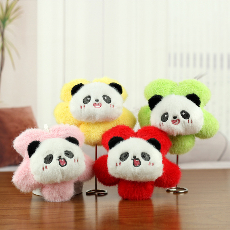 Đồ chơi sang trọng hình gấu trúc mềm mại và sang trọng với các tính năng hoa đáng yêu Hoàn hảo cho móc khóa