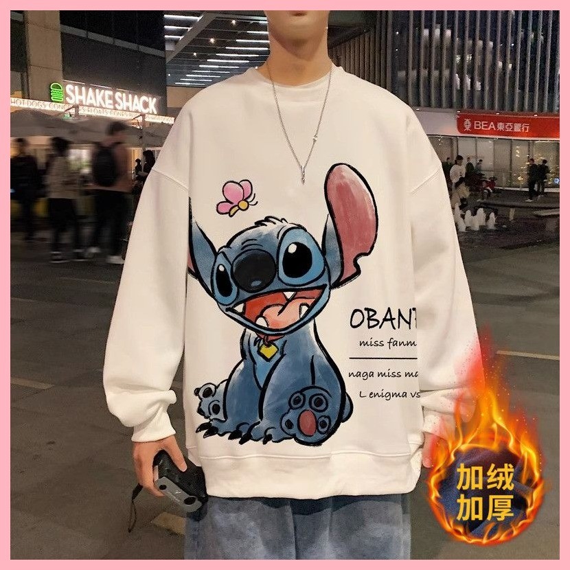 Áo khoác Quần áo Áo Áo Stitch Abomination Lilo Pelekai Reuben Woops Stitch Abomination In Hình Áo Dài Tay Nam Dạo Phố ins Thiết Kế Mỹ Top Niche Cổ Tròn Lông Cừu Lót Áo Hợp Thời Trang